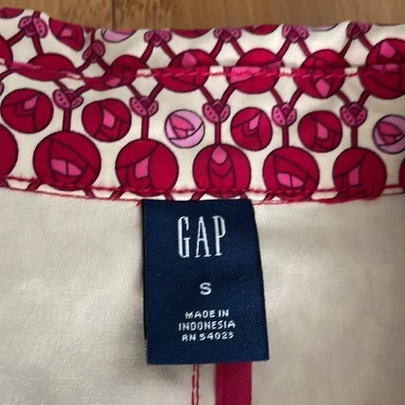 Gap Spring Tulips Pink Red Trench Coat Size Small Button Up Floral - Picture 8 of 12